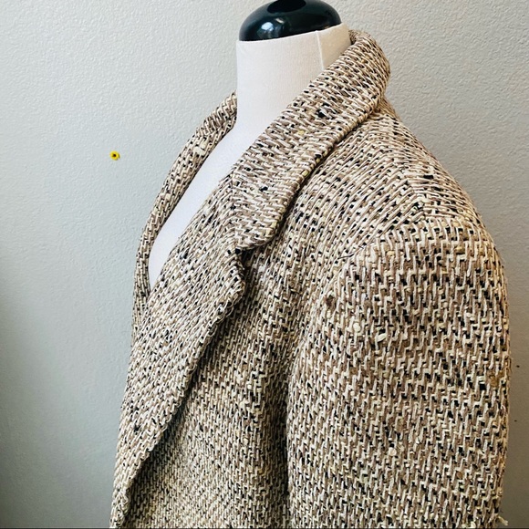 EMIL RUTENBERG vintage tan handwoven silk one button oversized blazer jacket M - Picture 9 of 13